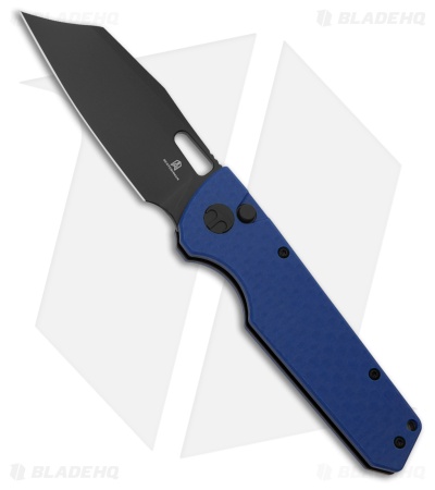 Bestechman Guardian Button Lock Knife CF Pattern Blue G-10 (3.2" PVD) BMK11G