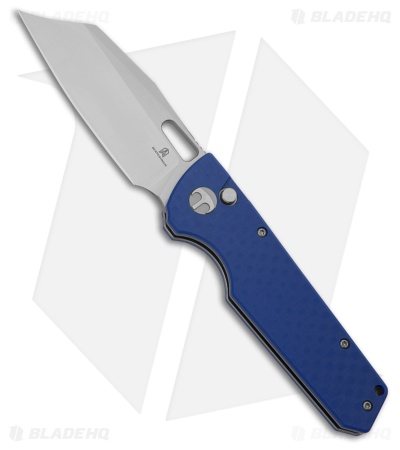 Bestechman Guardian Button Lock Knife CF Pattern Blue G-10 (3.2" Satin) BMK11D