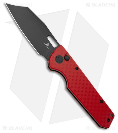 Bestechman Guardian Button Lock Knife CF Pattern Red G-10 (3.2" PVD) BMK11F