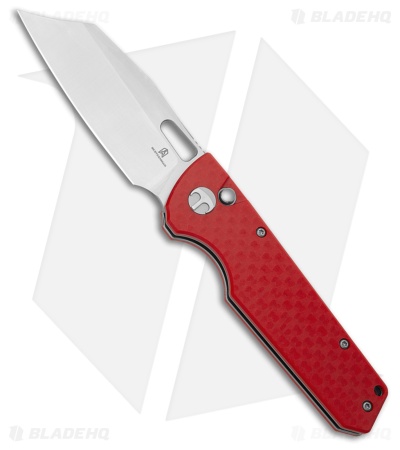 Bestechman Guardian Button Lock Knife CF Pattern Red G-10 (3.2" Satin) BMK11C