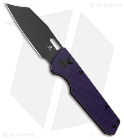Bestechman Guardian Button Lock Knife Purple G-10 (3.2" Black PVD D2) BMK11H