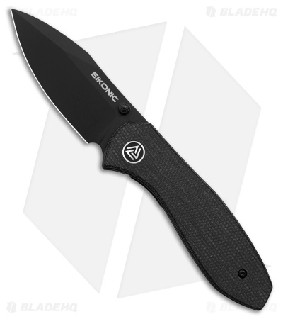 Eikonic Kasador Liner Lock Folding Knife Black Micarta (2.9" Black)