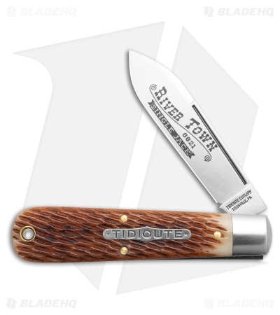 GEC River Town Single Jack Knife Antique Amber Jigged Bone (3" Satin)