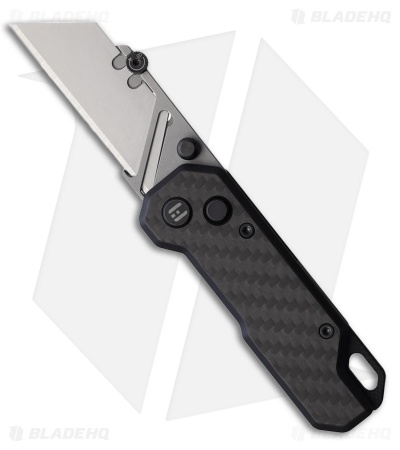 HIGHTRON Vector Button Lock Utility Knife Black Carbon Fiber (2.4" Utility)