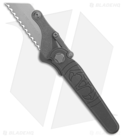 Hawk Knife Designs Shortcut Latch Lock Knife Tumbled Titanium (2.2" Full Serr)