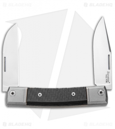 LionSteel BestMan 2-Bladed Traditional Knife Carbon Fiber (2.88" Satin)