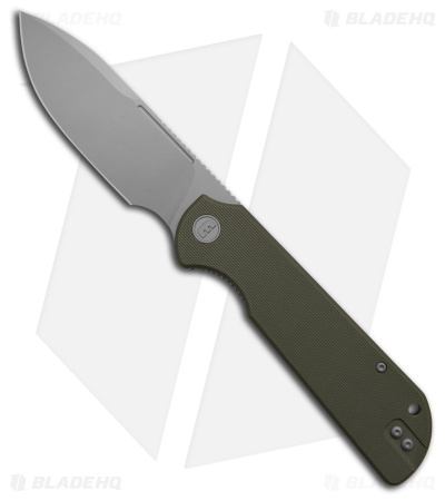 Liong Mah Design Binary Liner Lock Knife Green G-10 (3.75" Stonewash)