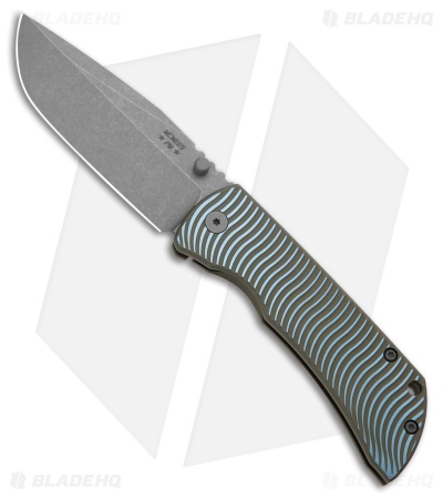 McNees Knives PM MAC2 3.5 Frame Lock Knife Atomic Ti Grn/Blue Swerve (3.5