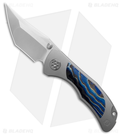 Null Knives Grace Frame Lock Knife Gray Titanium Blue ZircuTi (3.0" Satin)
