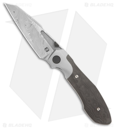 Null Knives Voodoo Frame Lock Knife Black Camo Carbon Fiber (3.6" Damasteel)