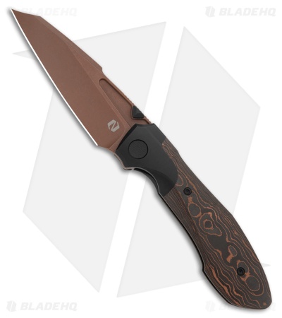 Null Knives Voodoo Frame Lock Knife Copper Camo Carbon Fiber (3.6