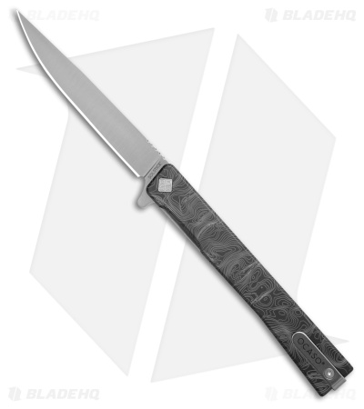 Ocaso Solstice Liner Lock Knife Topo Engraved Black Titanium (3.5