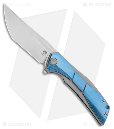 Poikilo Blade Anolis Frame Lock Knife Blue Crystal Ti (3.7" Pearlescent SW)