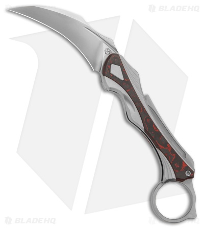 Poikilo Blade Thorny Devil Frame Lock Knife SW Ti/Red CF (2.6" Pearlescent SW)