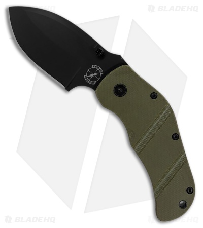 Sniper Bladeworks Tog Frame Lock Knife OD Green Canvas Micarta (3.6" Black PVD)