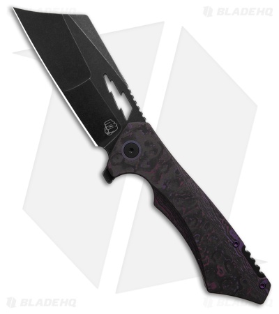 Something Obscene New Nemley Frame Lock Knife Purple Haze CF (4" Black)