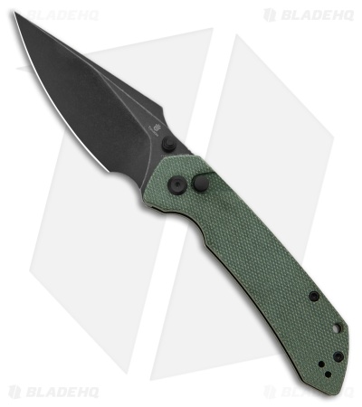Tenable Fenrir Button Lock Knife Green Micarta (3.4" Black SW 14C28N) T1034F5