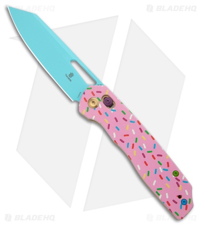 Tenable Knives Dessert Warrior(R) Shard Crossbar Lock Knife Pink G-10 (3.5" Blue)