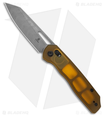 Tenable Knives Shard Crossbar Lock Knife Amber PEI (3.5" Damascus)