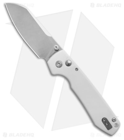 Vosteed Raccoon Cleaver Button Lock Knife White G-10 (3.4" Satin)