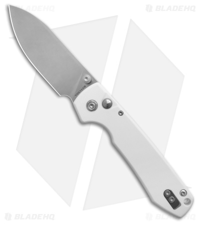 Vosteed Raccoon Drop Point Button Lock Knife White G-10 (3.4" Satin)