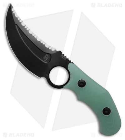 Andre de Villiers K9 Fixed Blade Knife Jade Micarta Serr Top (3.75" Black)
