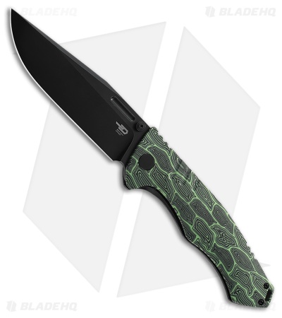 Bestech Koens Craft Keen II Frame Lock Knife Black/Green G-10/Ti (4.2" Black SW)