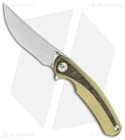 Bestech Knives SAMBAC Frame Lock Knife Gold Ti + Fat Carbon (3.6" SW/Satin)