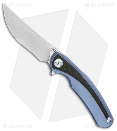 Bestech Knives SAMBAC MagnaCut Frame Lock Knife Blue Ti + CF (3.6" SW/Satin)