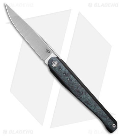Bestech Knives Spear Phisher Frame Lock Knife Blue CF/Black Ti (3.5" Satin)