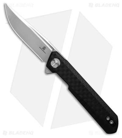 Bestechman Mini Dundee Liner Lock Knife Black Weave G-10 (2.9" Satin)