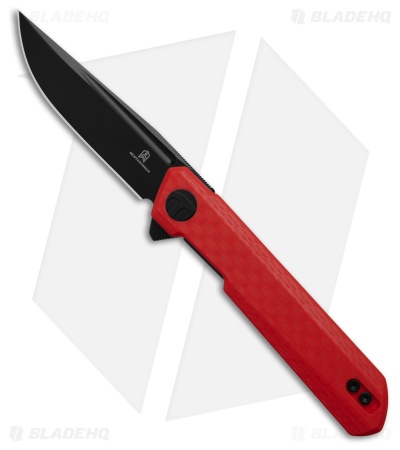 Bestechman Mini Dundee Liner Lock Knife Red Weave G-10 (2.9" Black)