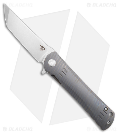 Bestech Knives Kendo Tanto Frame Lock Knife Flamed Titanium (3.75" Stonewash)