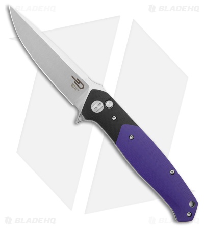 Bestech Knives Swordfish Button Lock Knife Purple/Black G-10 (3.875" Satin)