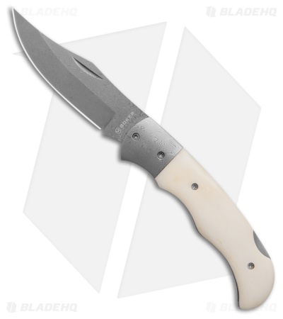 Boker Magnum Damascus Bone Lockback Knife (3.1" Damascus) 01MB180DAM