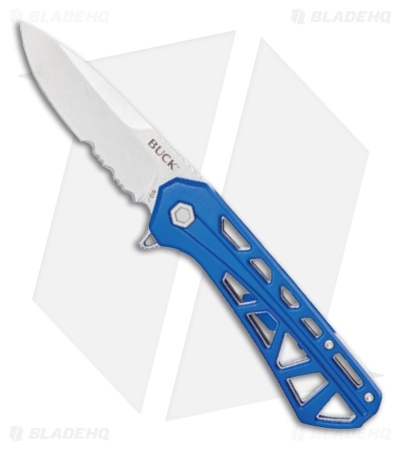 Buck Knives 812 Trace Drop Point Knife Blue Aluminum (3.2" SW Serr)