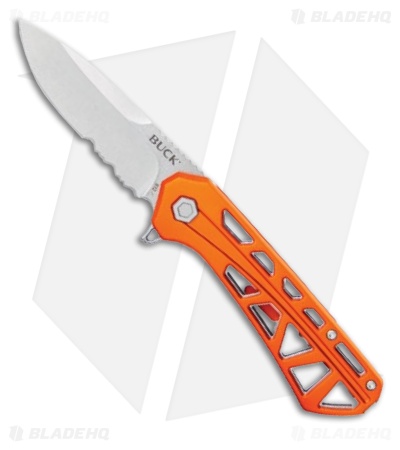 Buck Knives 812 Trace Drop Point Knife Orange Aluminum (3.2" SW Serr)