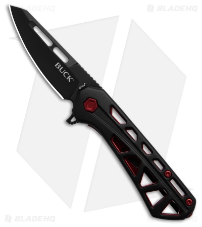 Buck Knives 813 Mini Trace OPS Knife Black/Red Aluminum (2.4" Black)