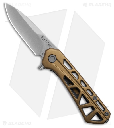 Buck Knives 814 Mini Trace Drop Point Knife Bronze Aluminum (2.4" Stonewash)