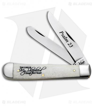 Case Trapper Knife 4.125" Natural Bone "Psalm 23" (6254 SS) 8795