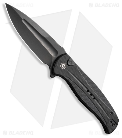 CIVIVI Incindie Button Lock Flipper Knife Black G-10 (3.5" Black SW) C23053-1