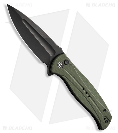 CIVIVI Incindie Button Lock Flipper Knife OD Green G-10 (3.5" Black SW) C23053-2