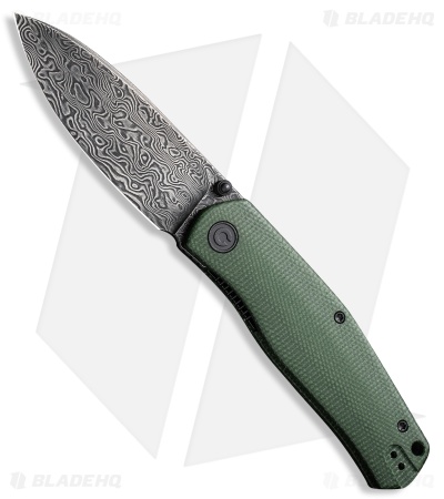 CIVIVI Sokoke Liner Lock Knife Green Micarta (3.35" Damascus) C22007-DS2