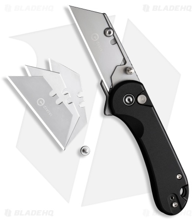 CIVIVI Elementum Utility Button Lock Knife Black Aluminum (2.5" Satin)