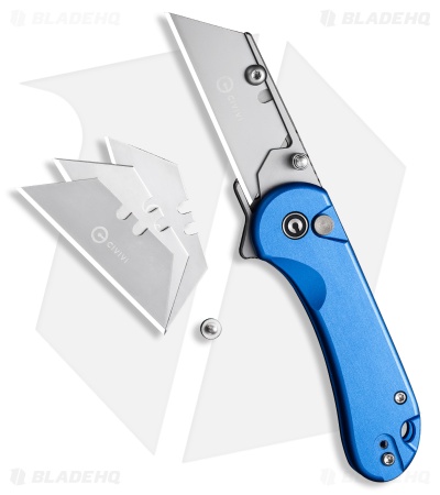 CIVIVI Elementum Utility Button Lock Knife Blue Aluminum (2.5" Satin)