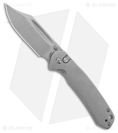 CJRB Cutlery Pyrite Bowie Button Lock Knife Steel (3.1" Stonewash)