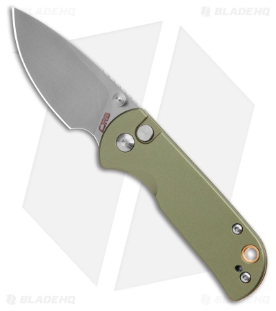 CJRB Cutlery Mica Button Lock Knife Green Aluminum (2.4" Satin AR-RPM9)