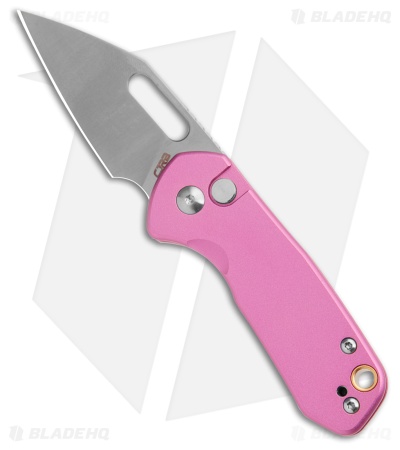 CJRB Mini Pyrite Button Lock Knife Pink Aluminum (2.2" Satin AR-RPM9)