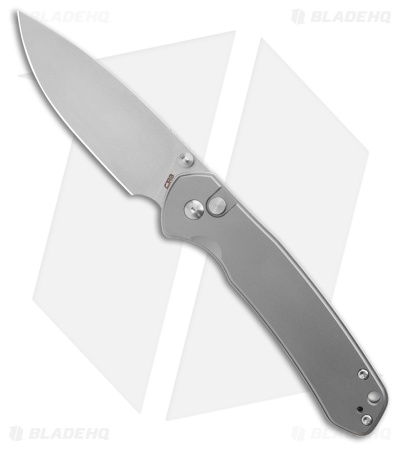 CJRB Pyrite Drop Point Button Lock Knife Titanium (3.7" Stonewash AR RPM9)