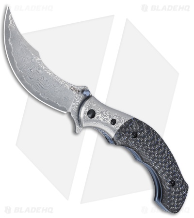 CRKT Alan Folts Ritual Compact Liner Lock Knife Carbon Fiber (3.3" Damascus)